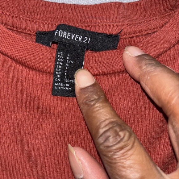 Forever 21 + Womens Large Red-Orange Short Sleeve Ringer T-Shirt Dress - Picture 2 of 6